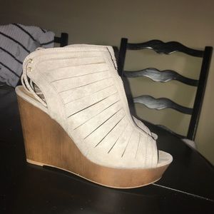 Grey Suede Bootie/Wedges